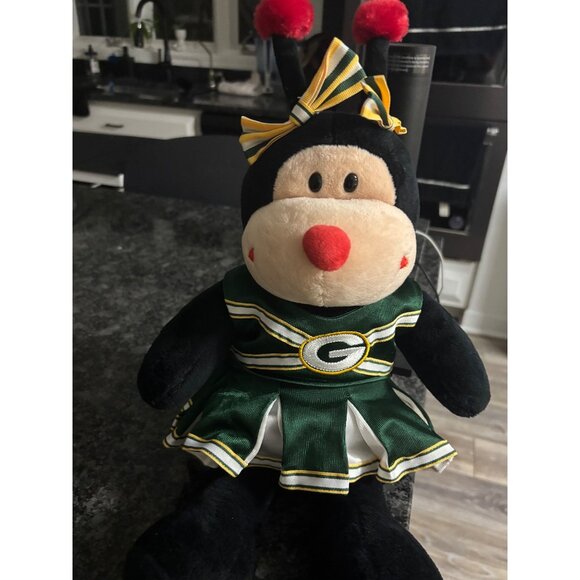 Build-A-Bear Ladybug Plush W/ NFL Green Bay Packers Cheerleader Outfit & Bow 16” - Picture 13 of 16